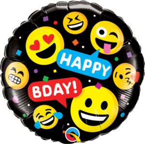 45cm Round Foil Smileys Birthday #78718 - Each (Pkgd.)