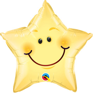 30cm Latex Superagates: 50cm Star Foil Smiley Face Star #55394 - Each (Pkgd.)
