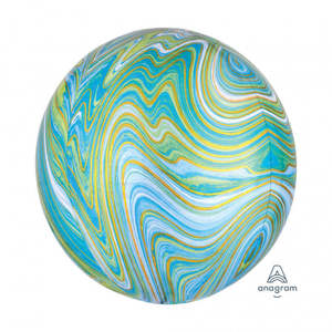 Marble Orbz: ORBZ Blue Green Marblez 16"/40cm Balloons #A41393 - Each