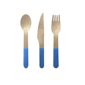 Eco Party Sugar Cane: Wooden CUTLERY Set SKY BLUE 30pk #6017SBP