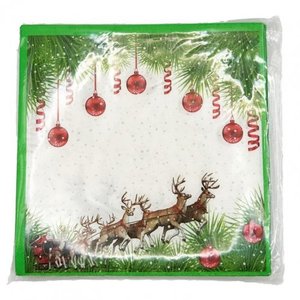 Napkins Plain Printed: Napkins 2 ply CHRISTMAS  Reindeer pack of 20 #401642