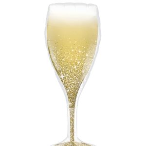 Last Chance Qualatex: 39" Foil Shape Golden Bubbly Wine GLASS #26695