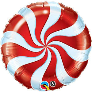 45cm Foils Printed: 45cm Round Candy Swirl Red #64329 - Each (Pkgd.)