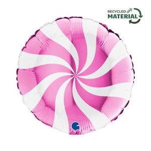 18" Foil Candy Swirl WHITE & FUCHSIA G018M01WHF