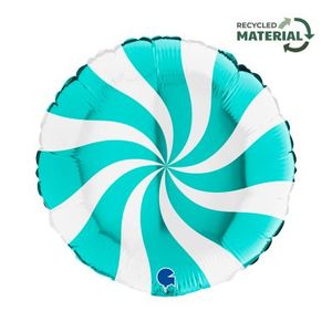 18" Foil Candy Swirl WHITE & TIFFANY BLUE G01817WHTI