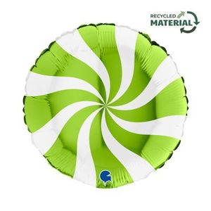 18" Foil Candy Swirl WHITE & LIME GREEN G01826WHLGR