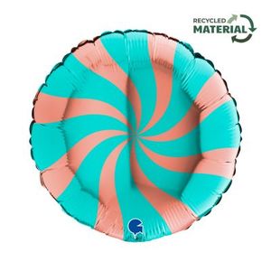 45cm Foils Printed: 18" Foil Candy Swirl ROSE GOLD & TIFFANY BLUE G02317RGTI