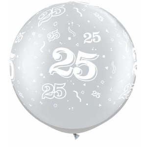 90cm Latex Printed: 75cm Round Silver 25-A-Round #29237 - Pack of 2 SPECIAL ORDER ITEM