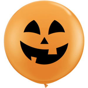 90cm Latex Printed: 90cm Round Orange Jolly Jack #38729 - Pack of 2