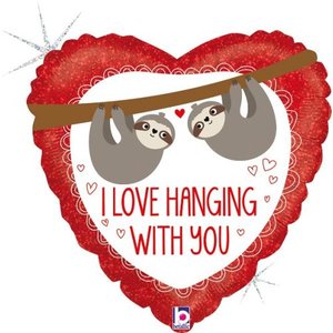 45cm Foils Printed: 18" Foil LOVE Hanging with You Sloth #36927