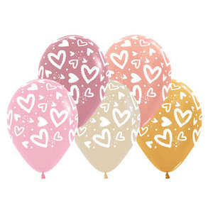 Printed Latex Love: 30cm Latex Bright HEARTS Assorted pack of 25  #20016641