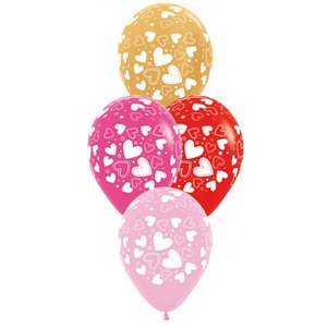 Printed Latex Love: 30cm Latex HEARTS Assorted pack of 25  #20012881