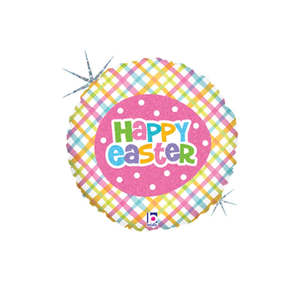 45cm 18" Round Foil EASTER Plaid #2586960 - Each (Pkgd.)