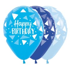 30cm12" Happy BIRTHDAY Triangles BLUE 50 bg #221203