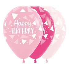 30cm12" Happy BIRTHDAY Triangles PINK 50 bg #221202