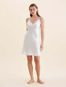 Washable Silk Pyjamas: Camille Silk Lace Mini Slip