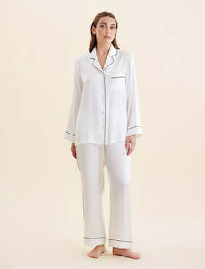 Sylvie Silk Piped Full Length PJ