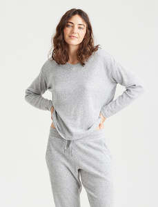 Waffle Loungewear: Super Soft Waffle V-Neck Long Sleeve Top in Grey