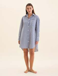 Sale Nighties Robes: Cotton Stripe Shirting Nightshirt
