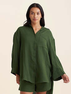 Sale Tops: Ashley Textured Cotton Oversized Shirt