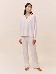 All Except Sale: Super Soft Waffle Open Collared LS Top