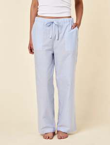 Cotton Silk Florals: Selina Stripe Full Length Pant