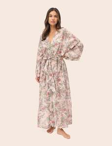 Cotton Silk Florals: Layla Lace Kimono Maxi Robe