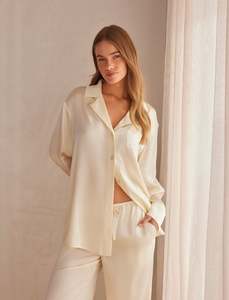 Sale Tops: Audrey Mulberry Silk Boyfriend Shirt