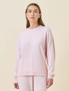 Cotton Cashmere Crew Neck Long Sleeve Top