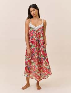 Cotton Silk Florals: Holly Lace Front Maxi Nightie