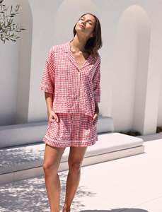 Boxer Pjs: Seersucker Gingham Boxer PJ