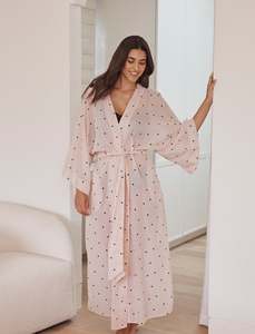 Cotton Silk Florals: Hearts Maxi Kimono Robe