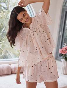 Cotton Silk Florals: Hearts Gathered Boxer PJ Set