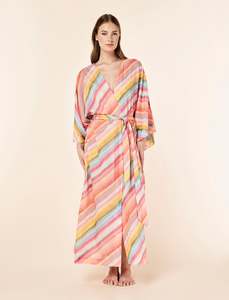 Cotton Sleepwear 1: Sophie Stripe Maxi Kimono Robe