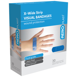 Blue Detectable Plasters  7.5 cm x 2.5 cm x50 - for commercial kitchens