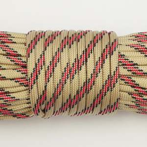 Paracord Rope 30m /100ft Beige Red Line 4mm