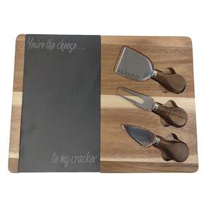 Chopping Boards: Bamboo Cheese Board Gift Set & Tools