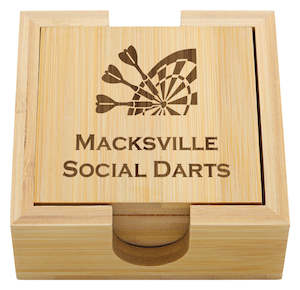 Barware, Drinkware: Bamboo Coaster Set with Holder