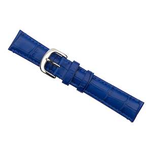 Watch Bands: Blue Crocodile Grain Leather Watch Band