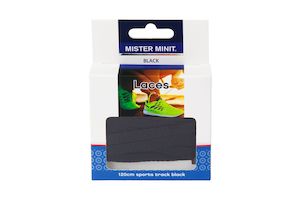 Shoe Laces: 120cm Sports Track Flat Black Laces