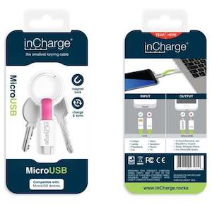 Keyring Clearance: inCharge Keyring Pink Micro USB Charging Cable