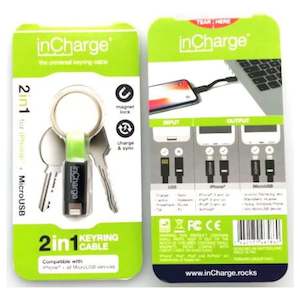 Keyring Clearance: inCharge Keyring Green Universal USB Charging Cable
