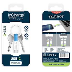 Keyring Clearance: inCharge Keyring Blue USB C Charging Cable