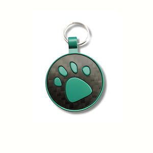 Pet Tags: Green Paw Carbon Fibre Pet Tag - Powder Coated