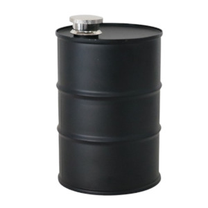 Matte Black Oil Drum Hipflask