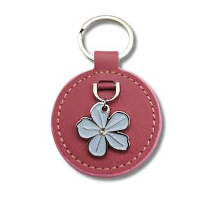 Keyrings: 2 Piece Mauve Flower Faux Leather Key Ring