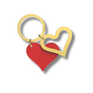 2 Piece Hearts Red & Gold Keyring