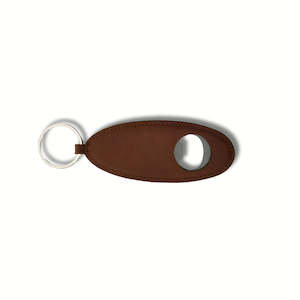 Tan Bottle Opener Keyring Faux Leather