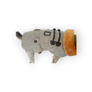 Dog Coats Jackets: Grey Herringbone Dog Coat with Leash