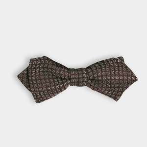 Burgundy and Grey Micro Squares Bow Tie